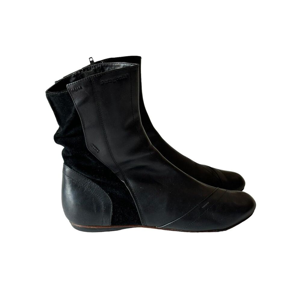 PATAGONIA 9.5 BANDHA Boots Black Leather Suede Bootie Low Flat Comfy